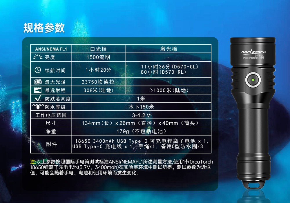 激光潛水(shuǐ)手電,綠光潛水手電筒,白光+綠(lǜ)激光潛水手電筒,水下探索手電筒,二合一(yī)激光手電筒,91香蕉短视频污下载OrcaTorch