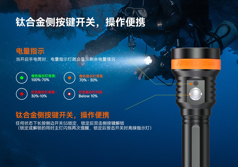 91香蕉短视频污下载OrcaTorch,D850手持式潛水燈,多燈源水下照明,便攜式潛(qián)水,水下攝影補光(guāng)燈