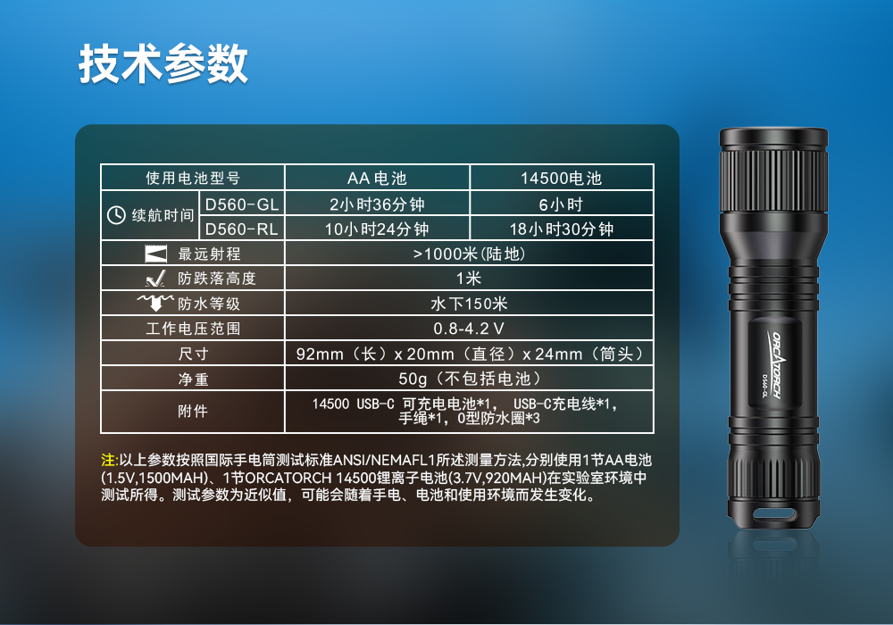 D560-GL潛水激光手電筒,潛水(shuǐ)教(jiāo)練手電(diàn)筒(tǒng),激光潛水手電,水下搜救照明,OrcaTorch虎(hǔ)鯨