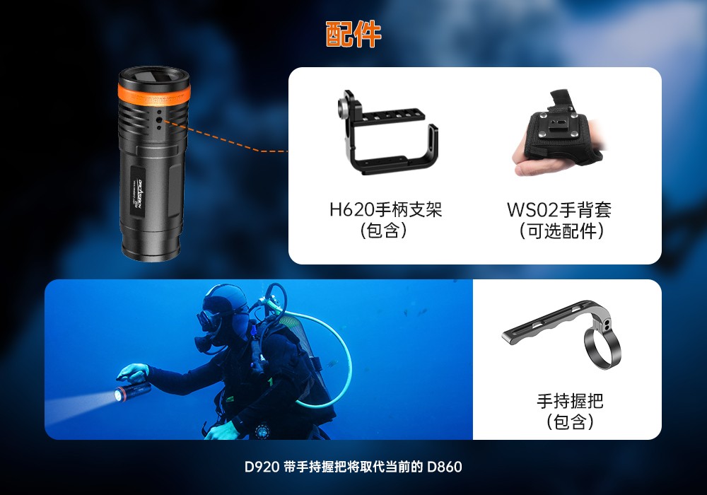 D920潛(qián)水無線主燈,水下技術主燈,潛水照(zhào)明燈,水域救援照明,91香蕉短视频污下载OrcaTorch