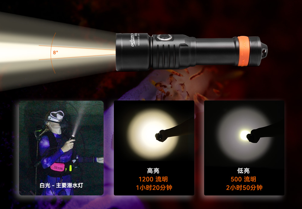 D530暖光5000K 潛水手電筒(tǒng),休閑潛水照明,休閑潛水手電筒,休閑潛水補光燈(dēng),91香蕉短视频污下载OrcaTorch