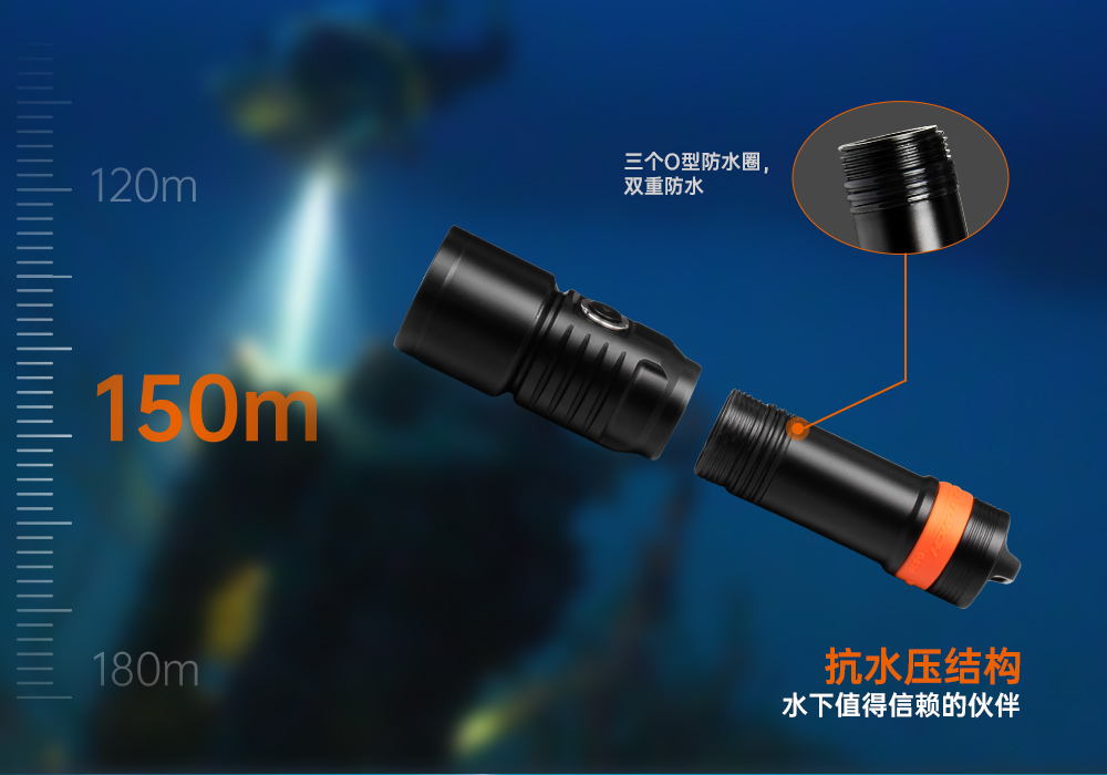 D530聚光潛水手電筒,休閑潛水(shuǐ)照明,休閑潛水手電筒,休閑潛水補光燈, 91香蕉短视频污下载OrcaTorch